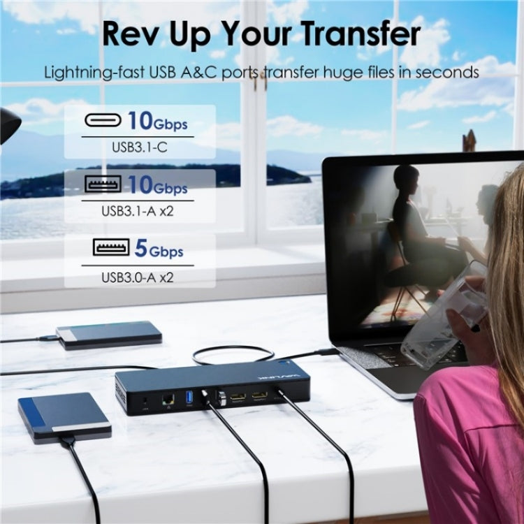 WAVLINK UTD22 Support 96W Laptop Charging USB4 Docking Station Dual Monitor USB-C Hub, UTD22