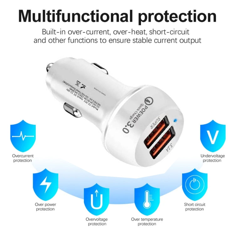45W USB QC3.0 30W + USB 2.0 Fully Compatible Car Charger, TE-353