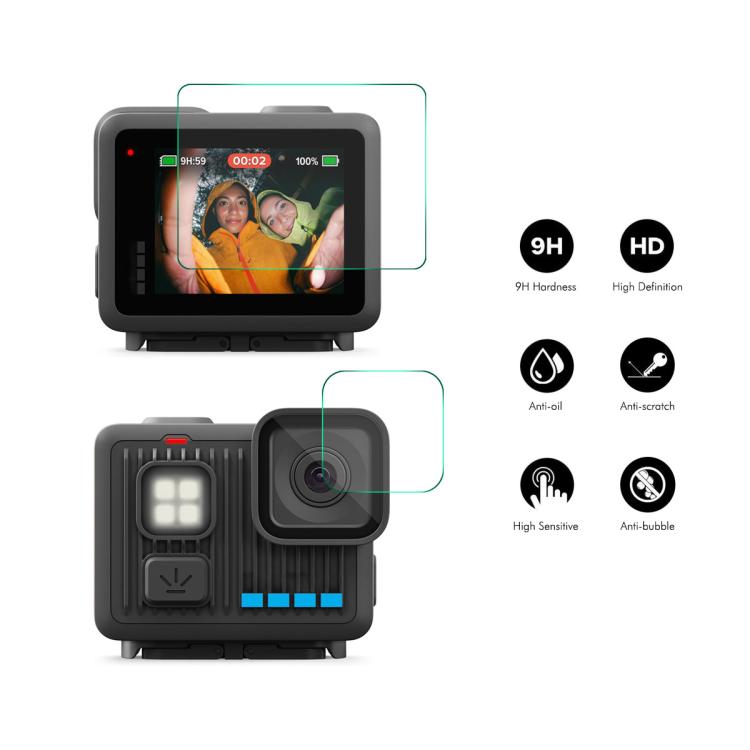 ENKAY 0.2mm 9H Tempered Glass Screen Protector Front ＆ Back Camera Film, For GoPro LIT HERO, For GoPro HERO13 Black