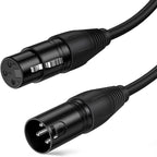 2m XLR Microphone Cable, 4.95 FT XLR Male to XLR Female Balanced 3 Pin Mic Cables, Black, XLR Male to XLR Female 3 Pin