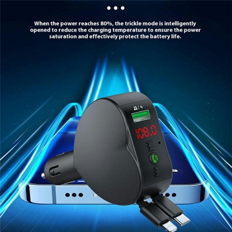 Y2 With Type-C Retractable Cables Car Bluetooth MP3 Player Hands-Free Call Adapter, Y2