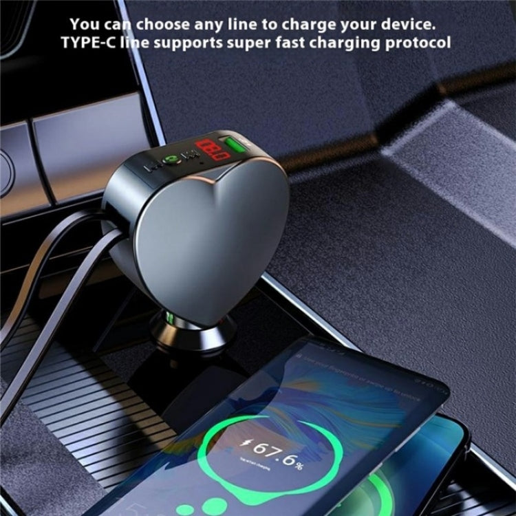 Y2 With Type-C Retractable Cables Car Bluetooth MP3 Player Hands-Free Call Adapter, Y2