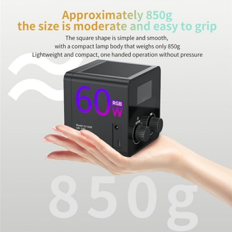 C60R 60W RGB Stage Lamp Professional Video Photography COB Fill Light With 8 Batteries, US Plug, UK Plug, EU Plug