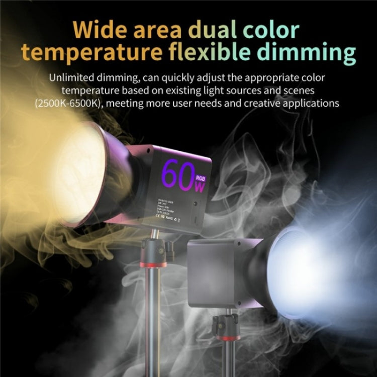 C60R 60W RGB Stage Lamp Professional Video Photography COB Fill Light With 8 Batteries, US Plug, UK Plug, EU Plug