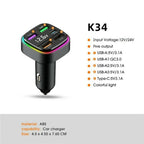 K34 With LED Display 5 Port USB Car Charger Cigarette Lighter Adapter, K34