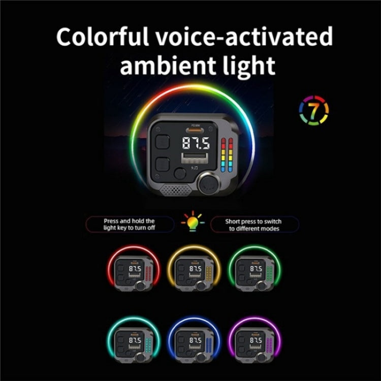 C68 Dual Port Bluetooth FM Transmitter PD 30W Car Charger Music Player Hands-Free Call, C68