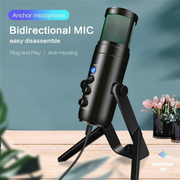 MU900 Max RGB Light E-Sports Gaming Condenser Microphone With Desktop Bracket, MU900 Max