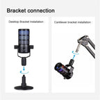PDO RGB Light Live Streaming Gaming Desktop Noise Reduction Microphone, PDO