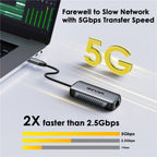 WAVLINK NWU340G 5Gbps Wired Network Converter USB-C to RJ45 Gigabit Ethernet Adapter, NWU340G