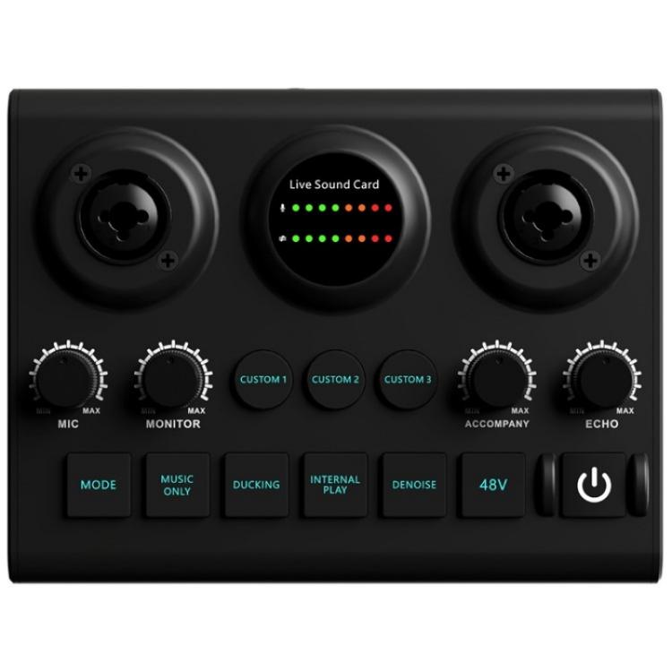 F10 48V Live Streaming Sound Card Audio Mixer Phantom Power Mixer, F10