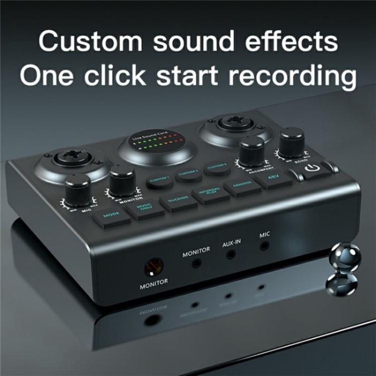 F10 48V Live Streaming Sound Card Audio Mixer Phantom Power Mixer, F10