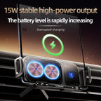 SD01 Car Air Vent Mount Dual Coil Rotating Phone Stand 15W Wireless Charger Phone Holder, SD01 Grey, SD01 Black