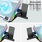 S601 RGB Light Notebook Cooler Adjustable Height Gaming Laptop Cooling Pad, S601
