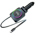 K38 Retractable Cable USB + Type-C Car Charger PD 30W Fast Charging Cigarette Lighter Adapter, K38