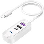 Y4 Car Rear Seat Multi Port Power Expander Type C + Dual USB Fast Charger with Extension Cable, Y4
