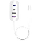 Y4 Car Rear Seat Multi Port Power Expander Type C + Dual USB Fast Charger with Extension Cable, Y4