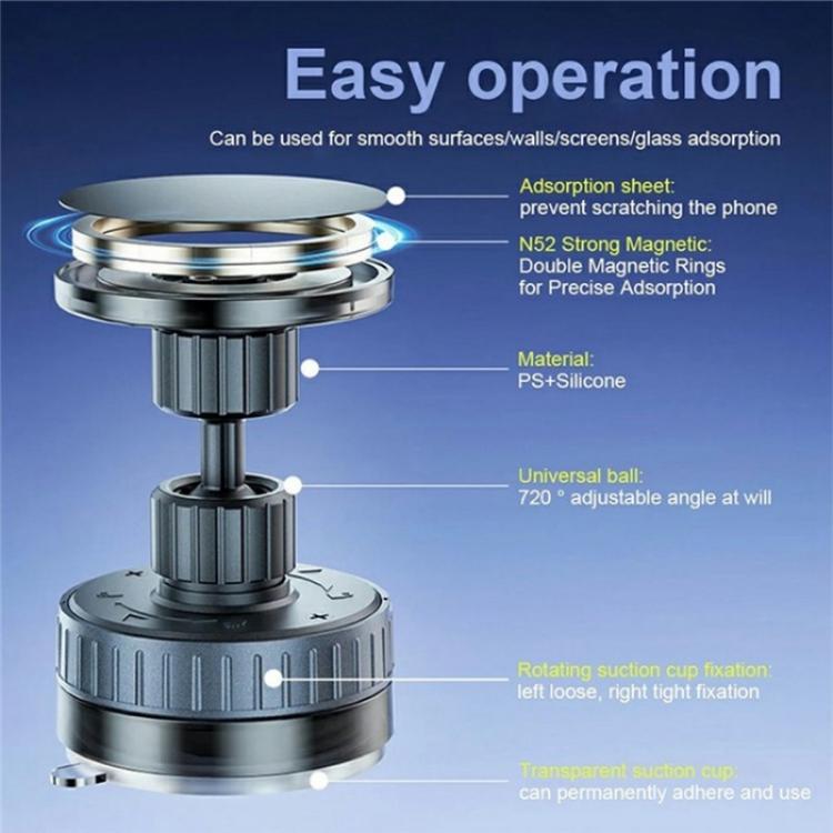 T26 Multi-Angle Adjustable Vacuum Suction Stand Magnetic Car Phone Holder, T26