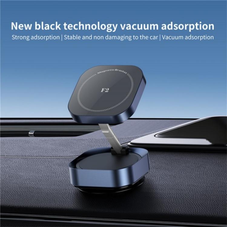 F2 Strong Magnet Vacuum Suction Adjustable Foldable Car Dashboard Windshield Phone Holder, F2 (Silver), F2 (Tarnish)
