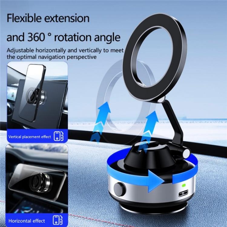 X98 Magnetic Vacuum Suction Electric Absorption Cellphone Stand Desktop Car Phone Holder, X98 (Silver), X98