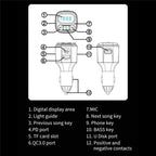 BC80 Hands-Free Calling Voltage Display Adapter Car Charger Bluetooth-Compatible MP3 Player, BC80