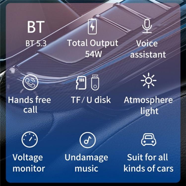 BC80 Hands-Free Calling Voltage Display Adapter Car Charger Bluetooth-Compatible MP3 Player, BC80