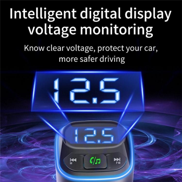 BC80 Hands-Free Calling Voltage Display Adapter Car Charger Bluetooth-Compatible MP3 Player, BC80