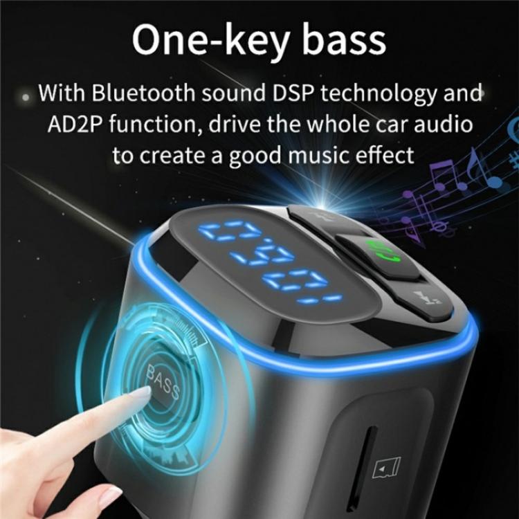 BC80 Hands-Free Calling Voltage Display Adapter Car Charger Bluetooth-Compatible MP3 Player, BC80