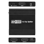 FD 1X2 4K 144HZ Audio Extractor Splitter DisplayPort 1.4 to Dual DisplayPort MST Hub, US Plug, EU Plug