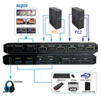K3-1 4K 60Hz USB 3.0 Dual Screen Display Extender HDMI Matrix 2x2 KVM Switch