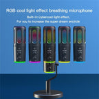 SU8 RGB Light Noise Reduction Desktop Microphone for Live Streaming / Recording / Gaming, SU8
