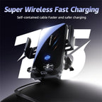 SD05 With Retractable Type-C Cable Car Phone Holder Wireless Charging Mount, SD05
