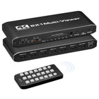 JQF2 4K Seamless Switcher Screen Splitter Multiple Display Modes 6 in 1 Out HDMI Multiviewer, US Plug, EU Plug