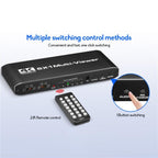 JQF2 4K Seamless Switcher Screen Splitter Multiple Display Modes 6 in 1 Out HDMI Multiviewer, US Plug, EU Plug