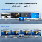 WAVLINK UG69PD12 DisplayLink Docking Station Quad  Monitors For Laptops M1 / M2 / Mac & Windows, US Plug, UK Plug, EU Plug