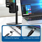 JMARY MC-PW13 360 Degree Rotating RGB Light Desktop Microphone, MC-PW13