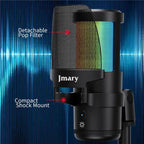 JMARY MC-PW13 360 Degree Rotating RGB Light Desktop Microphone, MC-PW13