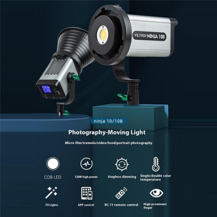 VILTROX Ninja 10B 2800-6800K Photography Studio Streaming Fill Light 120W LED Video Light, US Plug, UK Plug, EU Plug