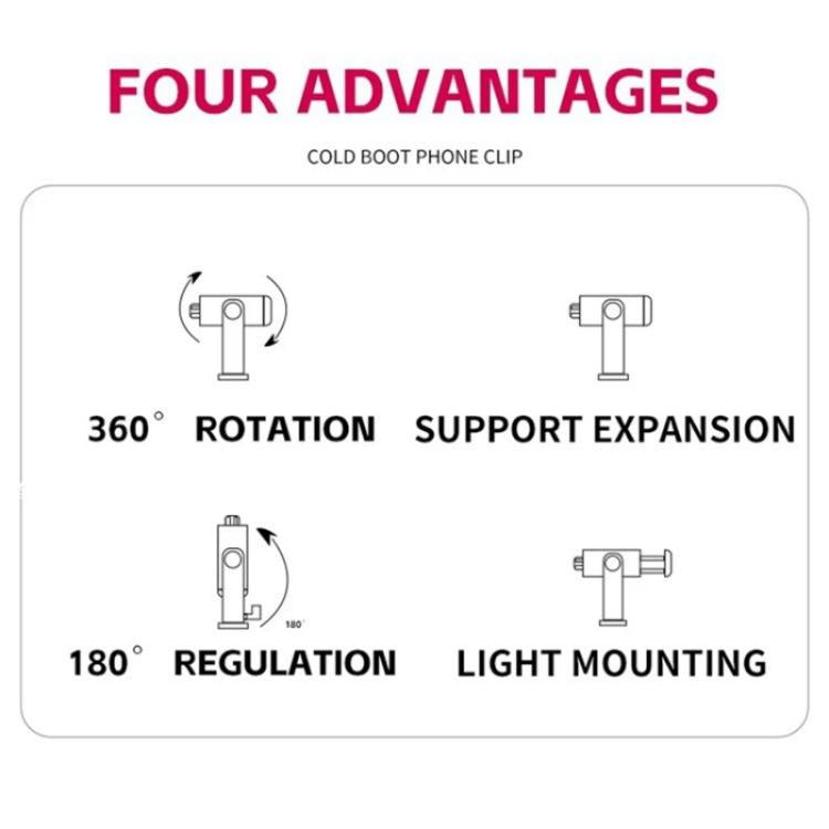 KY18 Live Streaming Photography DSLR Camera Rotating Cellphone Clamp Cold Shoe Mount, KY18