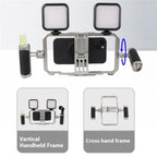 C072 Aluminum Alloy Handheld Smartphone Cage Rig Photography Stabilizer Dual Handle Frame, C072