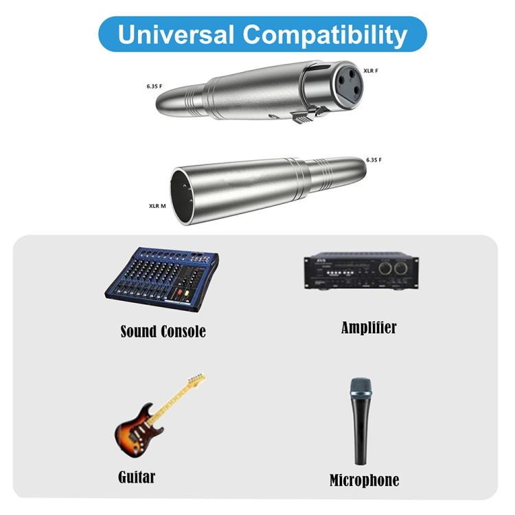 JUNSUNMAY XLR Male to 6.35mm Female Audio Adapter, XLR Male to 6.35mm Female