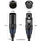 JUNSUNMAY 4 Pin XLR Male to Female Headphone Audio Adapter Cable, 0.5m, 1.8m, 3m, 5m, 10m