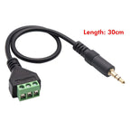 JUNSUNMAY 3.5mm Male to 3 Pin Stereo Audio Terminal Block Balum Connection Cable, Length: 30cm, 3.5mm Male to 3 Pin