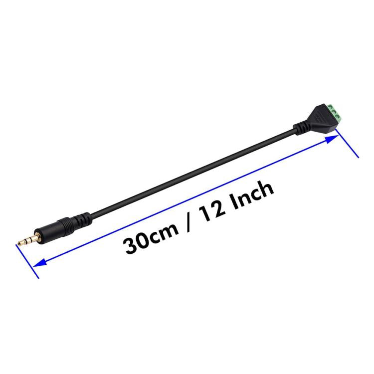 JUNSUNMAY 3.5mm Male to 3 Pin Stereo Audio Terminal Block Balum Connection Cable, Length: 30cm, 3.5mm Male to 3 Pin