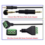 JUNSUNMAY 3.5mm Male to 3 Pin Stereo Audio Terminal Block Balum Connection Cable, Length: 30cm, 3.5mm Male to 3 Pin