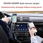 P65 75W Dual Port USB-C / Type-C Car Charger with Type-C to Type-C / 8 Pin Data Cable