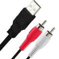 JUNSUNMAY 1.5m USB 2.0 Male to 2 RCA Male Video AV Converter Audio Splitter Cable, 1.5m USB M to 2 RCA