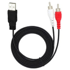 JUNSUNMAY 1.5m USB 2.0 Male to 2 RCA Male Video AV Converter Audio Splitter Cable, 1.5m USB M to 2 RCA