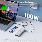 WAVLINK UMD309 Dual HD PD100W 10Gbps USB-A USB-C Docking Station 10 in 1 HUB, UMD309