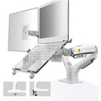 NORTH BAYOU F160-FP Tray Dual Arm Bracket Monitor Desk Mount Adjustable Laptop Holder, F160-FP
