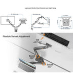 NORTH BAYOU F160-FP Tray Dual Arm Bracket Monitor Desk Mount Adjustable Laptop Holder, F160-FP